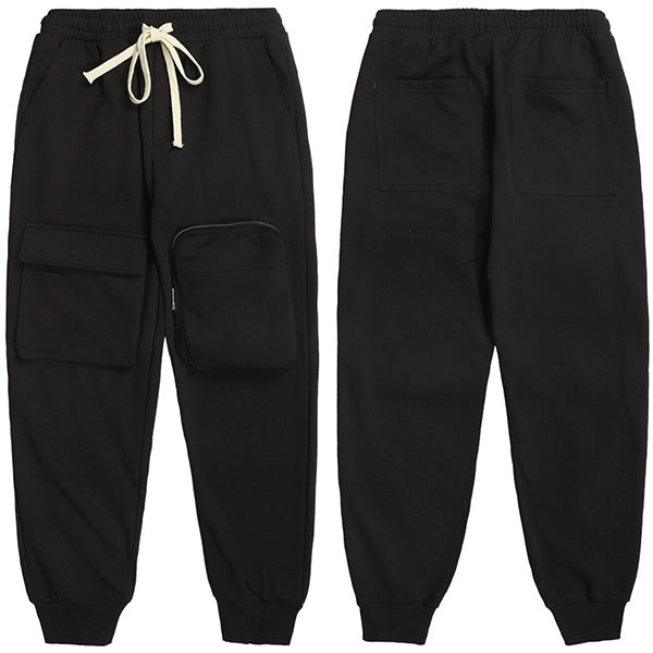 Men's Black Cargo Joggers with Zipper Pocket