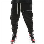 Wide-leg black cargo pants