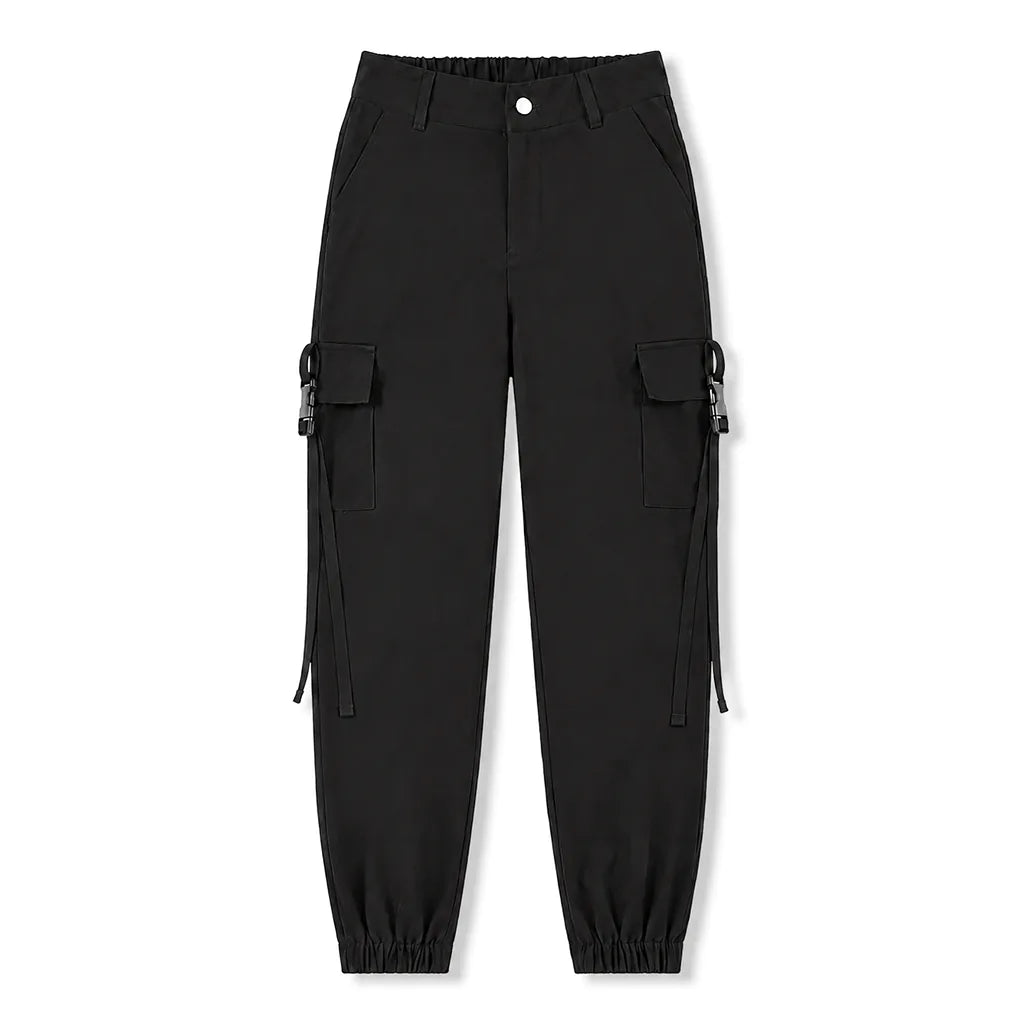 Black Cargo Pants with Belt