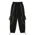 Black Cargo Pants with Chain