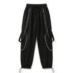 Black Cargo Pants with Chain