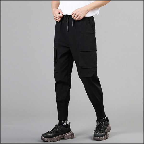 Men's Black Streetwear Cargo Jogger Pants