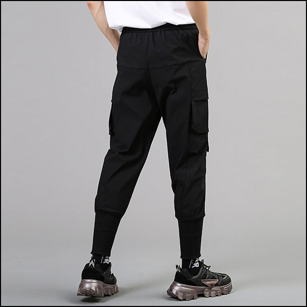 Men's Black Streetwear Cargo Jogger Pants