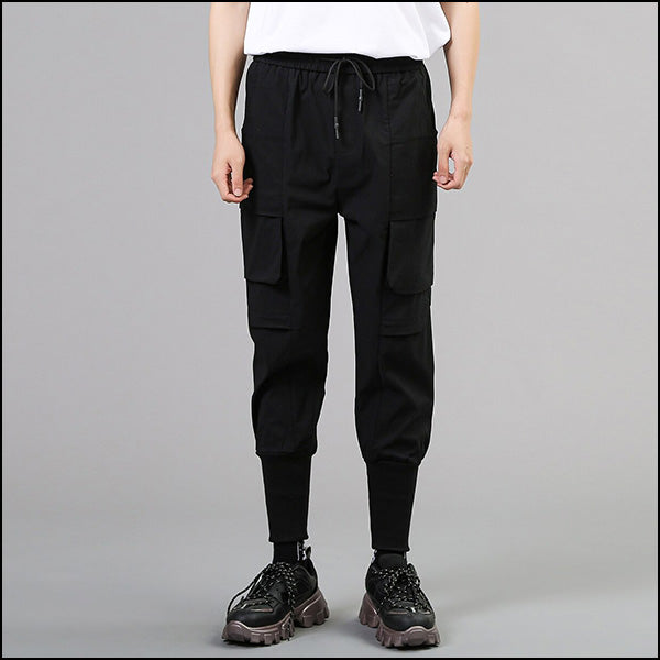 Men's Black Streetwear Cargo Jogger Pants
