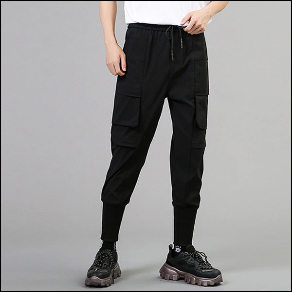 Black Cotton Cargo Pants