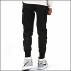 Men's Black Streetwear Cargo Joggers with Pockets