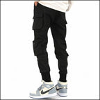 Men's Black Streetwear Cargo Joggers with Pockets
