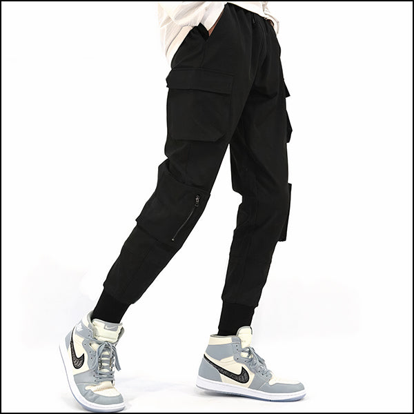 Black Cargo Pants, Straight Cut