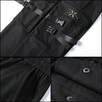Women's Black Streetwear Cargo Joggers with Straps