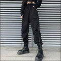 Women's High-Waisted Black Cargo Pants