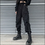 Women's High-Waisted Black Cargo Pants