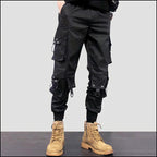 Men's Black Tactical Cargo Joggers with D-Rings