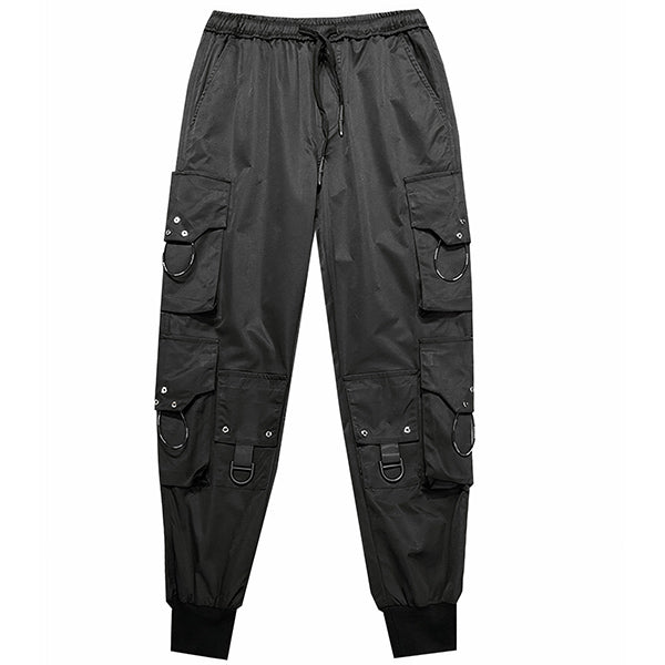 Men's Black Tactical Cargo Joggers with D-Rings