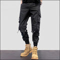 Men's Black Cargo Pants, Straight Cut