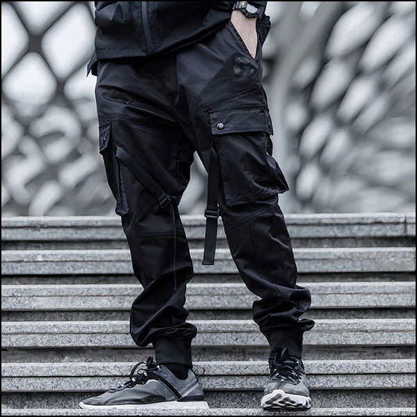 Men's Wide Leg Black Cargo Pants