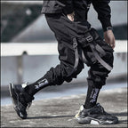 Men's Black Techwear Cargo Joggers with D-Rings