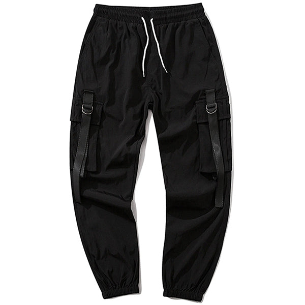 Men's Black Techwear Cargo Joggers with D-Rings
