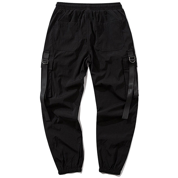 Men's Black Techwear Cargo Joggers with D-Rings