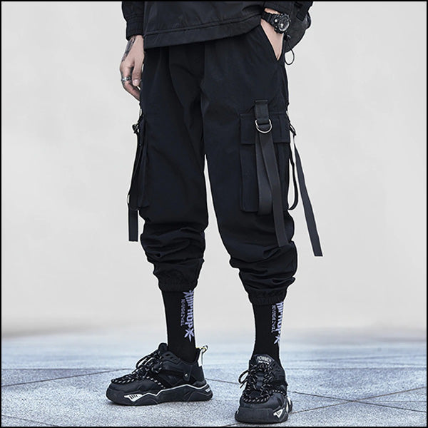 Wide Leg Black Cargo Pants