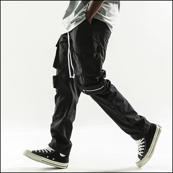 Men's Wide Leg Black Cargo Pants