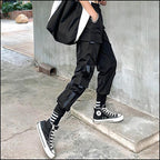 Black Loose Fit Techwear Cargo Joggers