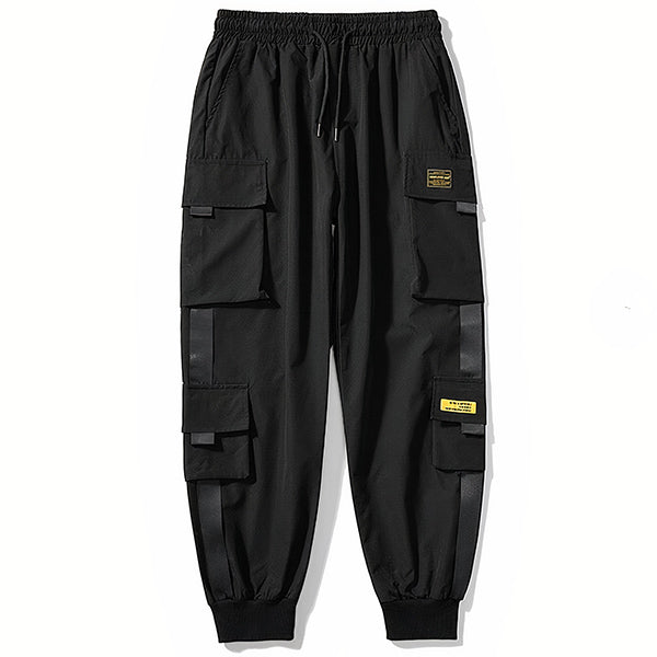 Black Loose Fit Techwear Cargo Joggers
