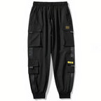 Black Loose Fit Techwear Cargo Joggers