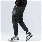 Men's Black Cargo Jogger Pants with Utility Pockets
