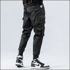 Men's Black Cargo Jogger Pants with Utility Pockets