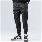 Men's Black Cargo Jogger Pants with Utility Pockets