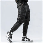 Men's Black Cargo Jogger Pants with Utility Pockets