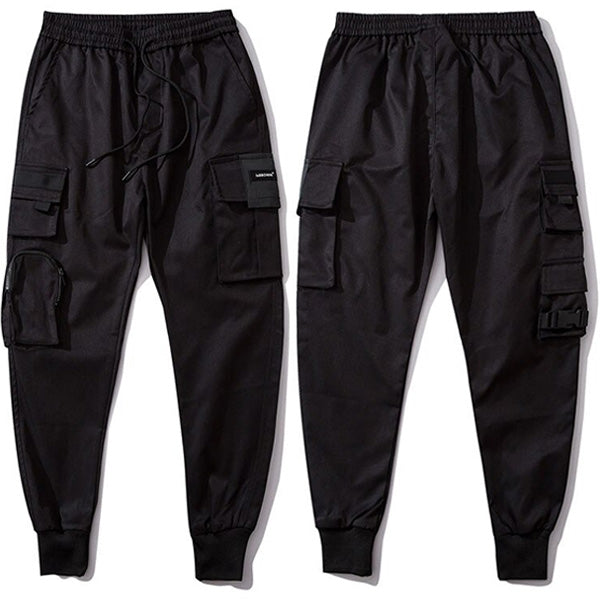 Men's Black Cargo Jogger Pants with Utility Pockets