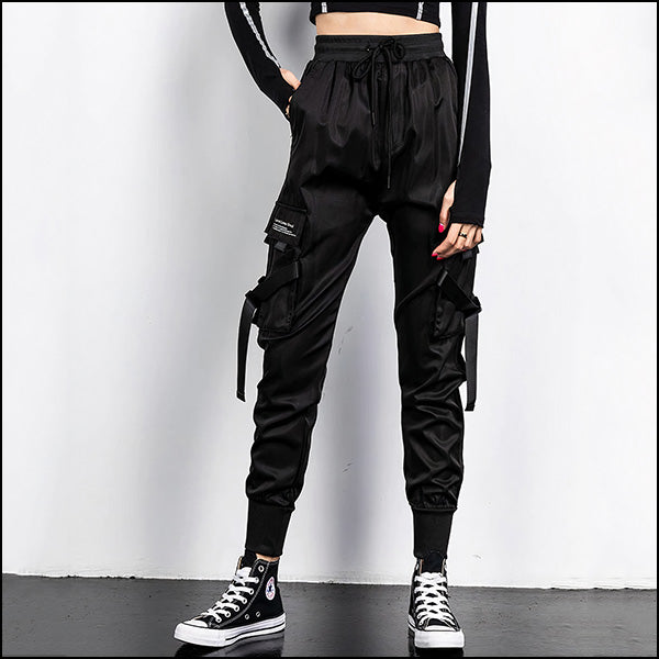 Women's Slim Black Cargo Pants