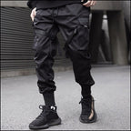 Men's Black Techwear Tactical Cargo Joggers