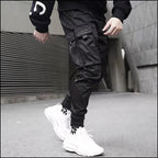 Men's Black Techwear Tactical Cargo Joggers