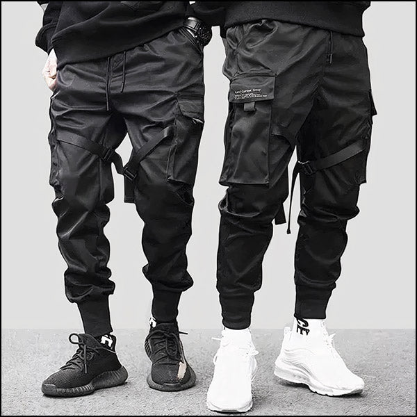 Men's Black Techwear Tactical Cargo Joggers