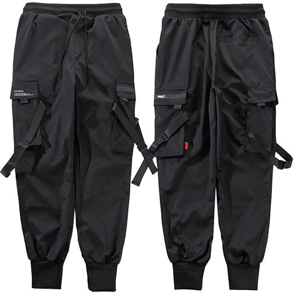 Men's Black Techwear Tactical Cargo Joggers