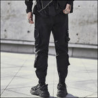 Men's Black Techwear Cargo Jogger Pants