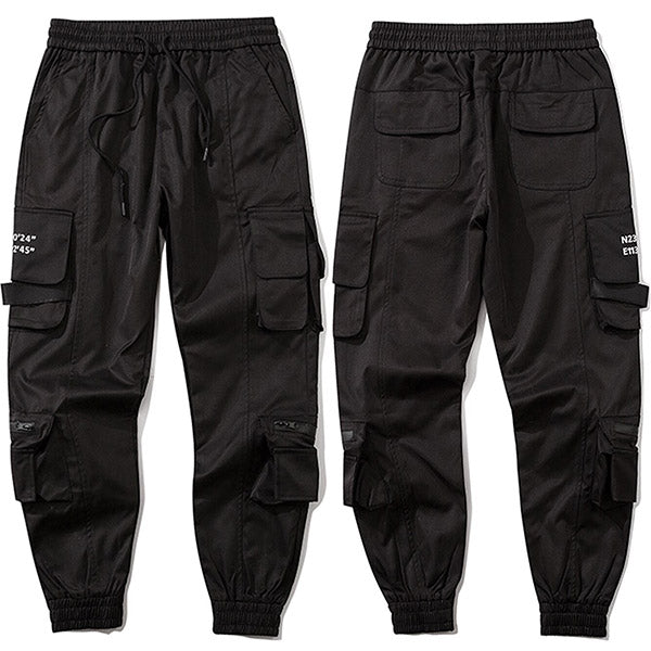 Men's Black Techwear Cargo Jogger Pants