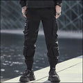 Wide Leg Tactical Black Cargo Pants