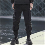 Wide Leg Tactical Black Cargo Pants