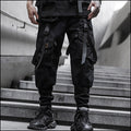 Tactical Black Cargo Pants with Straps