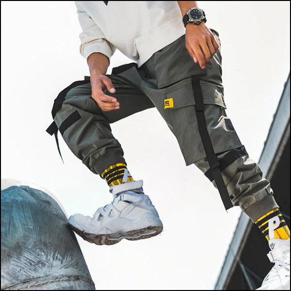 Men's Olive Green Techwear Cargo Joggers