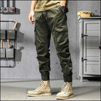 Men's Olive Green Multi-Pocket Cargo Joggers