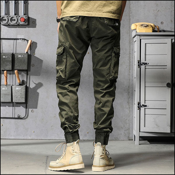Men's Olive Green Multi-Pocket Cargo Joggers