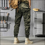 Men's Olive Green Multi-Pocket Cargo Joggers