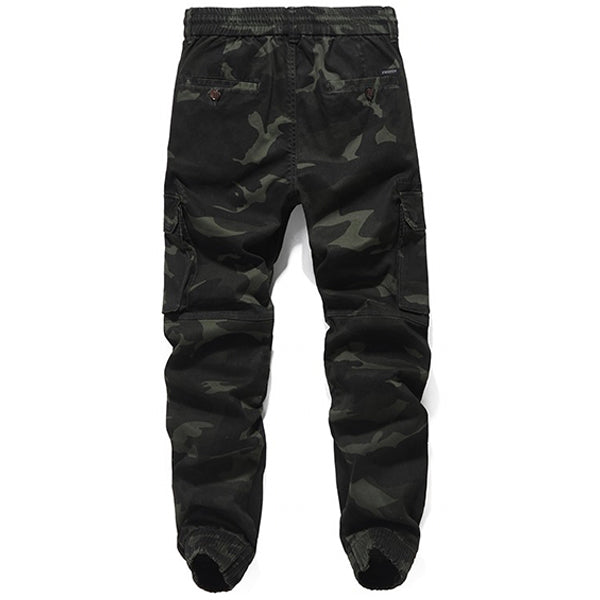 Men's Dark Camo Cargo Jogger Pants with Drawstring