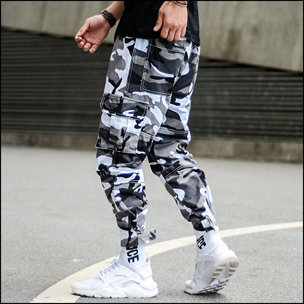 Men's White Camo Military Trousers