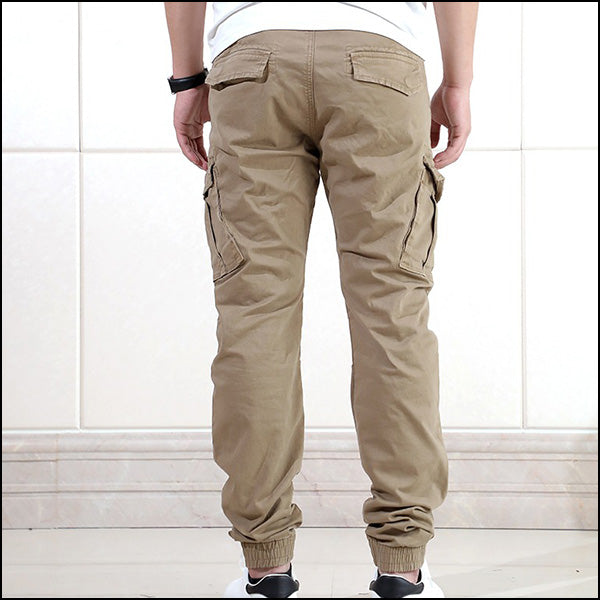 Men's Khaki Slim-Fit Utility Cargo Joggers