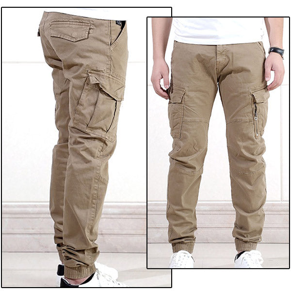 Men's Khaki Slim-Fit Utility Cargo Joggers